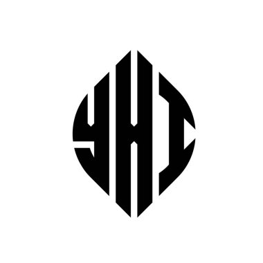 Çember ve elips şekilli YXI daire harf logosu tasarımı. YXI elips harfleri tipografik tarzda. Üç baş harf daire şeklinde bir logo oluşturuyor. YXI Çember Amblemi Soyut Monogram Harf İşaretleme Vektörü.