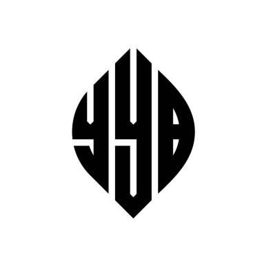 Çember ve elips şekilli YYB daire harf logosu tasarımı. YYB elips harfleri tipografik tarzda. Üç baş harf daire şeklinde bir logo oluşturuyor. YYB Çember Amblemi Soyut Monogram Harf İşaretleme Vektörü.