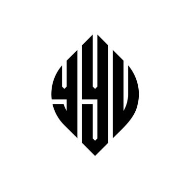 Çember ve elips şekilli Yuvarlak Harf Logosu Tasarımı. Yyu elips harfleri tipografik tarzda. Üç baş harf daire şeklinde bir logo oluşturuyor. YYU Çember Amblemi Soyut Monogram Harf İşaretleyici Vektörü.