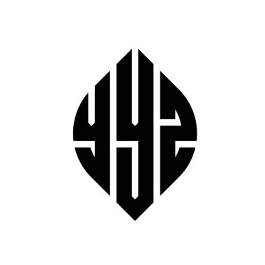 Çember ve elips şekilli YYZ daire harf logosu tasarımı. Tipografik biçimli YYZ elips harfleri. Üç baş harf daire şeklinde bir logo oluşturuyor. YYZ Çember Amblemi Soyut Monogram Harf İşaretleyici Vektörü.