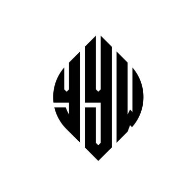 Çember ve elips şekilli YYW daire harf logosu tasarımı. YYW elips harfleri tipografik tarzda. Üç baş harf daire şeklinde bir logo oluşturuyor. YYW Çember Amblemi Soyut Monogram Harf İşaretleyici Vektörü.