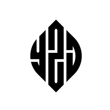 Çember ve elips şekilli YZJ daire harf logosu tasarımı. YZJ elips harfleri tipografik tarzda. Üç baş harf daire şeklinde bir logo oluşturuyor. YZJ Çember Amblemi Soyut Monogram Harf İşaretleyici Vektörü.