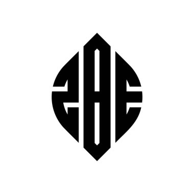 Çember ve elips şekilli ZBE daire harf logosu tasarımı. Typographic tarzında ZBE elips harfleri. Üç baş harf daire şeklinde bir logo oluşturuyor. ZBE Çemberi Amblemi Soyut Monogram Harf İşaretleme Vektörü.