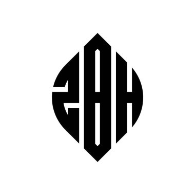 Çember ve elips şekilli ZBH daire harf logosu tasarımı. Typographic tarzında ZBH elips harfleri. Üç baş harf daire şeklinde bir logo oluşturuyor. ZBH Çemberi Amblemi Soyut Monogram Harf İşareti Vektörü. Çember ve ellip ile ZBH daire harf logosu tasarımı