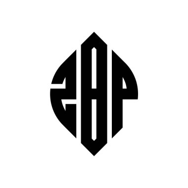 Çember ve elips şekilli ZBP daire harf logosu tasarımı. Typographic tarzında ZBP elips harfleri. Üç baş harf daire şeklinde bir logo oluşturuyor. ZBP Çemberi Amblemi Soyut Monogram Harf İşaretleme Vektörü.