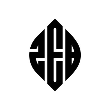 Çember ve elips şekilli ZEB daire harf logosu tasarımı. Typographic tarzında ZEB elips harfleri. Üç baş harf daire şeklinde bir logo oluşturuyor. ZEB Çember Amblemi Soyut Monogram Harf İşaretleyici Vektörü.