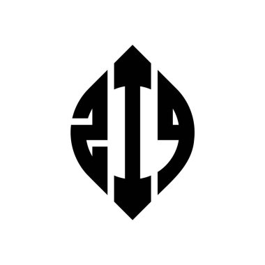 Çember ve elips şekilli ZIQ daire harf logosu tasarımı. Typographic tarzında ZIQ elips harfleri. Üç baş harf daire şeklinde bir logo oluşturuyor. ZIQ Çemberi Amblemi Soyut Monogram Harf İşaretleyici Vektörü.