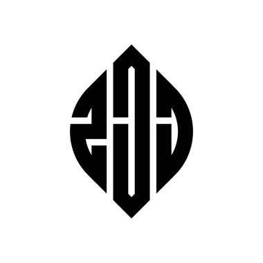 Çember ve elips şekilli ZJJ daire şeklinde harf logosu tasarımı. Typographic tarzında ZJJ elips harfleri. Üç baş harf daire şeklinde bir logo oluşturuyor. ZJJ Çember Amblemi Soyut Monogram Harf İşaretleyici Vektörü.