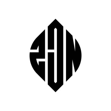 Çember ve elips şekilli ZJN daire harf logosu tasarımı. Typographic tarzında ZJN elips harfleri. Üç baş harf daire şeklinde bir logo oluşturuyor. ZJN Çember Amblemi Soyut Monogram Harf İşaretleyici Vektörü.