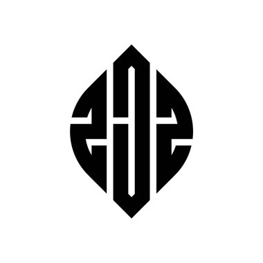 Çember ve elips şekilli ZJZ daire harf logosu tasarımı. Typographic tarzında ZJZ elips harfleri. Üç baş harf daire şeklinde bir logo oluşturuyor. ZJZ Çember Amblemi Soyut Monogram Harf İşaretleyici Vektörü.