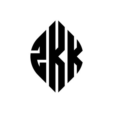 Çember ve elips şekilli ZKK daire harf logosu tasarımı. Typographic tarzında ZKK elips harfleri. Üç baş harf daire şeklinde bir logo oluşturuyor. ZKK Çember Amblemi Soyut Monogram Harf İşaretleme Vektörü.