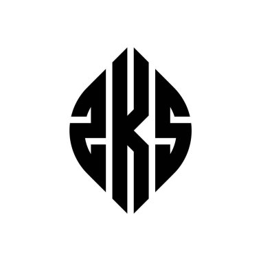 Çember ve elips şekilli ZKS daire harf logosu tasarımı. Typographic tarzında ZKS elips harfleri. Üç baş harf daire şeklinde bir logo oluşturuyor. ZKS Çemberi Amblemi Soyut Monogram Harf İşaretleme Vektörü.