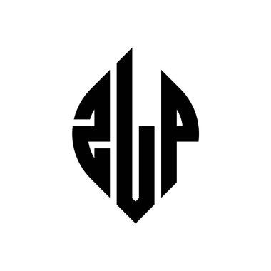 Çember ve elips şekilli ZLP daire harf logosu tasarımı. Tipografik biçimli ZLP elips harfleri. Üç baş harf daire şeklinde bir logo oluşturuyor. ZLP Çember Amblemi Soyut Monogram Harf İşaretleyici Vektörü.