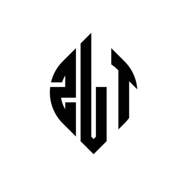 Çember ve elips şekilli ZLT daire harf logosu tasarımı. Tipografik tarzda ZLT elips harfleri. Üç baş harf daire şeklinde bir logo oluşturuyor. ZLT Çember Amblemi Soyut Monogram Harf İşaretleyici Vektörü.