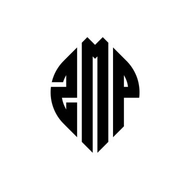 Çember ve elips şekilli ZMP daire harf logosu tasarımı. Typographic tarzında ZMP elips harfleri. Üç baş harf daire şeklinde bir logo oluşturuyor. ZMP Çemberi Amblemi Soyut Monogram Harf İşaretleme Vektörü.