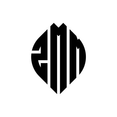 Çember ve elips şekilli ZMM daire harf logosu tasarımı. Tipografik biçimli ZMM elips harfleri. Üç baş harf daire şeklinde bir logo oluşturuyor. ZMM Çember Amblemi Soyut Monogram Harf İşaretleyici Vektörü.