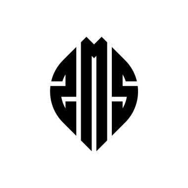 Çember ve elips şekilli ZMS daire harf logosu tasarımı. Typographic tarzında ZMS elips harfleri. Üç baş harf daire şeklinde bir logo oluşturuyor. ZMS Çemberi Amblemi Soyut Monogram Harf İşaretleme Vektörü.