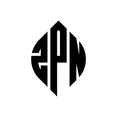 Çember ve elips şekilli ZPN daire harf logosu tasarımı. Typographic tarzında ZPN elips harfleri. Üç baş harf daire şeklinde bir logo oluşturuyor. ZPN Çember Amblemi Soyut Monogram Harf İşaretleyici Vektörü.