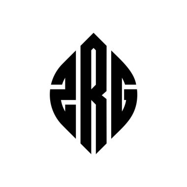 Çember ve elips şekilli ZRG daire harf logosu tasarımı. Typographic tarzında ZRG elips harfleri. Üç baş harf daire şeklinde bir logo oluşturuyor. ZRG Çember Amblemi Soyut Monogram Harf İşaretleyici Vektörü.