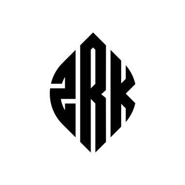 Çember ve elips şekilli ZRK daire harf logosu tasarımı. Tipografik tarzda ZRK elips harfleri. Üç baş harf daire şeklinde bir logo oluşturuyor. ZRK Çemberi Amblemi Soyut Monogram Harfi Mark Vector.ZRK daire harfi logo tasarımı daire ve ellip