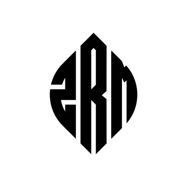 Çember ve elips şekilli ZRM daire harf logosu tasarımı. Typographic tarzında ZRM elips harfleri. Üç baş harf daire şeklinde bir logo oluşturuyor. ZRM Çember Amblemi Soyut Monogram Harf İşaretleyici Vektörü.