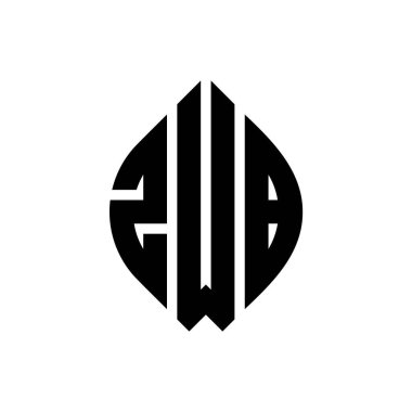 Çember ve elips şekilli ZWB daire harf logosu tasarımı. Tipografik tarzda ZWB elips harfleri. Üç baş harf daire şeklinde bir logo oluşturuyor. ZWB Çember Amblemi Soyut Monogram Harf İşaretleyici Vektörü.
