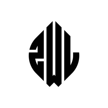 Çember ve elips şekilli ZWL daire harf logosu tasarımı. Tipografik biçimli ZWL elips harfleri. Üç baş harf daire şeklinde bir logo oluşturuyor. ZWL Çember Amblemi Soyut Monogram Harf İşaretleyici Vektörü.