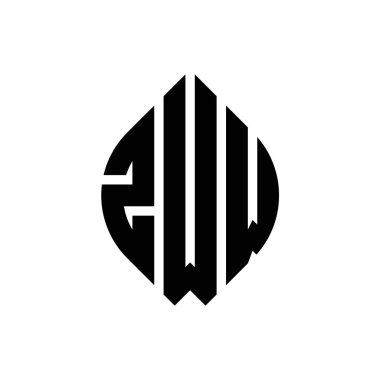 Çember ve elips şekilli ZWW daire harf logosu tasarımı. Tipografik tarzda ZWW elips harfleri. Üç baş harf daire şeklinde bir logo oluşturuyor. ZWW Çember Amblemi Soyut Monogram Harf İşaretleyici Vektörü.