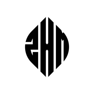 Çember ve elips şekilli ZXM daire harf logosu tasarımı. Typographic tarzında ZXM elips harfleri. Üç baş harf daire şeklinde bir logo oluşturuyor. ZXM Çember Amblemi Soyut Monogram Harf İşaretleyici Vektörü.