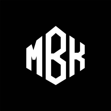 MBK letter logo design with polygon shape. MBK polygon and cube shape logo design. MBK hexagon vector logo template white and black colors. MBK monogram, business and real estate logo.