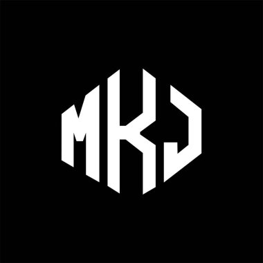 MKJ letter logo design with polygon shape. MKJ polygon and cube shape logo design. MKJ hexagon vector logo template white and black colors. MKJ monogram, business and real estate logo.