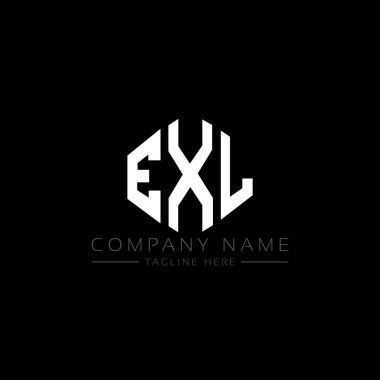 EXL letter logo design with polygon shape. EXL polygon and cube shape logo design. EXL hexagon vector logo template white and black colors. EXL monogram, business and real estate logo.