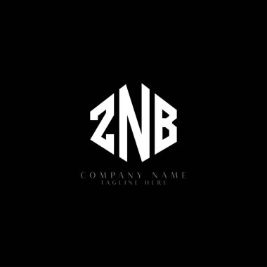 ZNB letter logo design with polygon shape. ZNB polygon and cube shape logo design. ZNB hexagon vector logo template white and black colors. ZNB monogram, business and real estate logo.