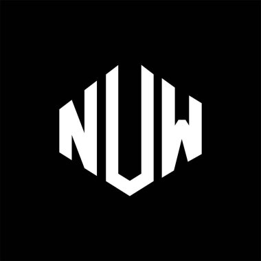 NUW letter logo design with polygon shape. NUW polygon and cube shape logo design. NUW hexagon vector logo template white and black colors. NUW monogram, business and real estate logo.