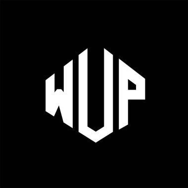 WUP letter logo design with polygon shape. WUP polygon and cube shape logo design. WUP hexagon vector logo template white and black colors. WUP monogram, business and real estate logo.