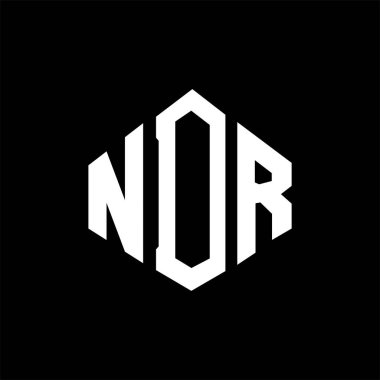NDR letter logo design with polygon shape. NDR polygon and cube shape logo design. NDR hexagon vector logo template white and black colors. NDR monogram, business and real estate logo.
