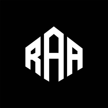 RAA letter logo design with polygon shape. RAA polygon and cube shape logo design. RAA hexagon vector logo template white and black colors. RAA monogram, business and real estate logo.
