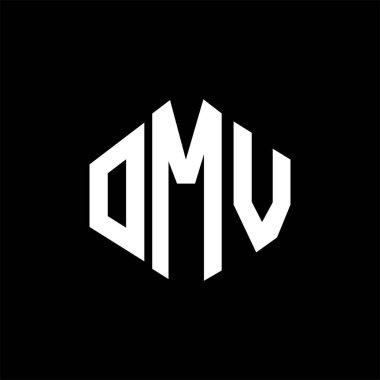 OMV letter logo design with polygon shape. OMV polygon and cube shape logo design. OMV hexagon vector logo template white and black colors. OMV monogram, business and real estate logo.