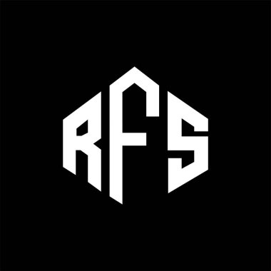 RFS letter logo design with polygon shape. RFS polygon and cube shape logo design. RFS hexagon vector logo template white and black colors. RFS monogram, business and real estate logo.