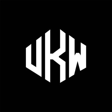 UKW letter logo design with polygon shape. UKW polygon and cube shape logo design. UKW hexagon vector logo template white and black colors. UKW monogram, business and real estate logo.