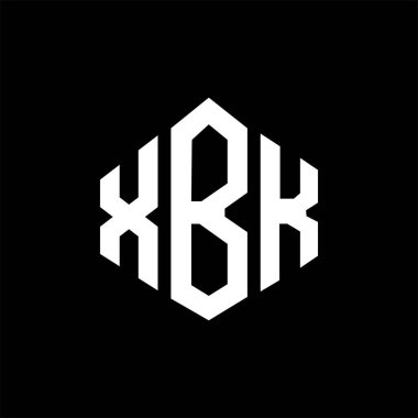 XBK letter logo design with polygon shape. XBK polygon and cube shape logo design. XBK hexagon vector logo template white and black colors. XBK monogram, business and real estate logo.