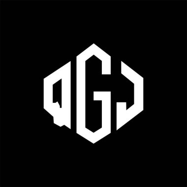 QGJ letter logo design with polygon shape. QGJ polygon and cube shape logo design. QGJ hexagon vector logo template white and black colors. QGJ monogram, business and real estate logo.