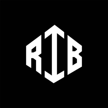 RIB letter logo design with polygon shape. RIB polygon and cube shape logo design. RIB hexagon vector logo template white and black colors. RIB monogram, business and real estate logo.