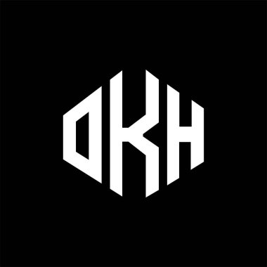 OKH letter logo design with polygon shape. OKH polygon and cube shape logo design. OKH hexagon vector logo template white and black colors. OKH monogram, business and real estate logo.