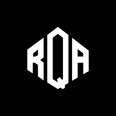 RQA letter logo design with polygon shape. RQA polygon and cube shape logo design. RQA hexagon vector logo template white and black colors. RQA monogram, business and real estate logo.