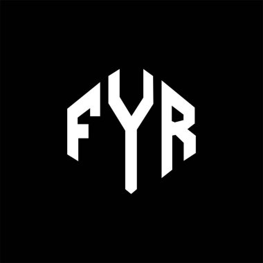 FYR letter logo design with polygon shape. FYR polygon and cube shape logo design. FYR hexagon vector logo template white and black colors. FYR monogram, business and real estate logo.