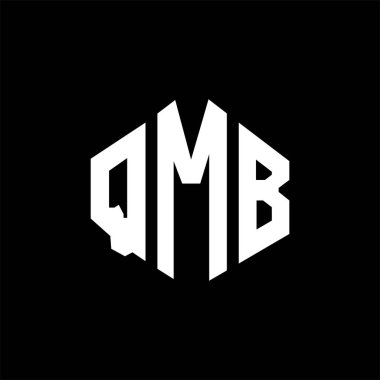 QMB letter logo design with polygon shape. QMB polygon and cube shape logo design. QMB hexagon vector logo template white and black colors. QMB monogram, business and real estate logo.