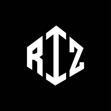 RIZ letter logo design with polygon shape. RIZ polygon and cube shape logo design. RIZ hexagon vector logo template white and black colors. RIZ monogram, business and real estate logo.