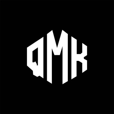 QMK letter logo design with polygon shape. QMK polygon and cube shape logo design. QMK hexagon vector logo template white and black colors. QMK monogram, business and real estate logo.