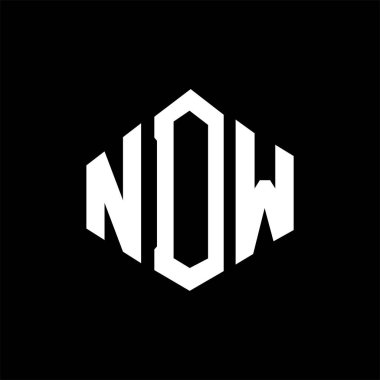 NDW letter logo design with polygon shape. NDW polygon and cube shape logo design. NDW hexagon vector logo template white and black colors. NDW monogram, business and real estate logo.